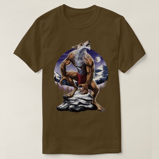 オオカミ満月の遠吠え Tシャツ (デザイン正面)