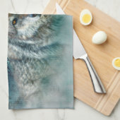 オオカミ満月の霧 キッチンタオル (四つ折り)