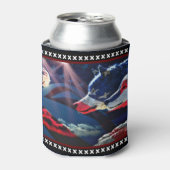オオカミ満月アメリカ国旗 缶クーラー (缶正面)