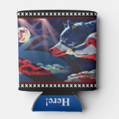 オオカミ満月アメリカ国旗 缶クーラー (裏面)