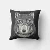 オオカミ犬のオートバイのライダー クッション (裏面)