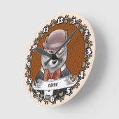 オオカミ眼鏡 ラウンド壁時計 (傾斜)