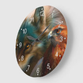 オオカミ絵画とワシ ラージ壁時計 (傾斜)