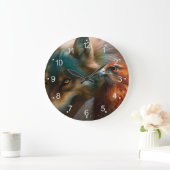 オオカミ絵画とワシ ラージ壁時計 (ホーム)