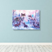 オオカミ絵画の群れ キャンバスプリント (インサイチュ (ウッドフロア))