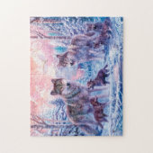 オオカミ絵画の群れ ジグソーパズル (縦)