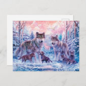オオカミ絵画の群れ ポストカード (正面/裏面)