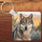 オオカミ自然 キーホルダー (正面)