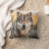 オオカミ自然 クッション (ブランケット)