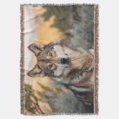 オオカミ自然 スローブランケット (正面縦)