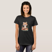 オオカミ花かわいいオオカミ動物ムーンボーイ1 Tシャツ (正面フル)
