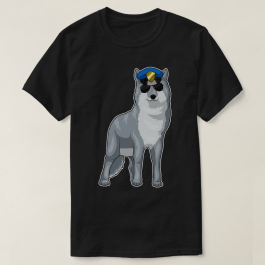 オオカミ警察の警察帽 Tシャツ (デザイン正面)