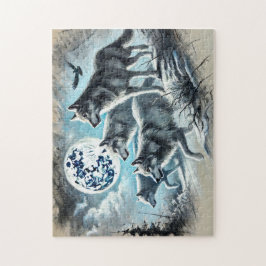 オオカミ走パックの月明かり ジグソーパズル