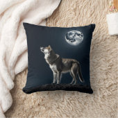 オオカミ輝くの満月 クッション (ブランケット)