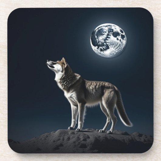 オオカミ輝くの満月 コースター (正面)