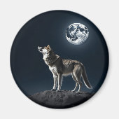 オオカミ輝くの満月 マグネット (正面)