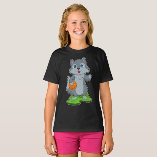 オオカミ選手バスケットボール Tシャツ (正面フル)