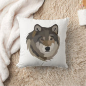 オオカミ頭アニマル灰色の野生オオカミ クッション (ブランケット)