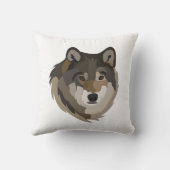 オオカミ頭アニマル灰色の野生オオカミ クッション (裏面)
