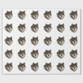 オオカミ頭アニマル灰色の野生オオカミ ラッピングペーパー (フラット)