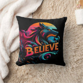 オオカミ鮮やかを様式化したデジタルアートワーク クッション (ブランケット)