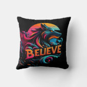 オオカミ鮮やかを様式化したデジタルアートワーク クッション (裏面)