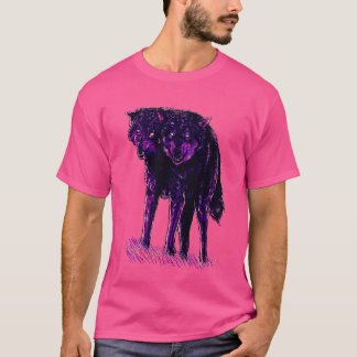 オオカミ2頭 Tシャツ