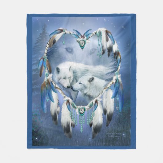 オオカミ3の芸術毛布のハート フリースブランケット (正面)