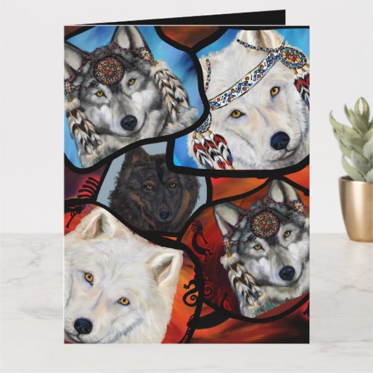 オオカミ アート カード (小さな植物)