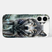 オオカミ - イニシャル付き動物 Case-Mate iPhoneケース (裏面 (横))