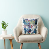 オオカミ |ウルフカラフルスケッチ |抽象芸術絵画のT クッション (椅子)