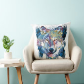オオカミ |ウルフカラフルスケッチ |抽象芸術絵画ー クッション (椅子)