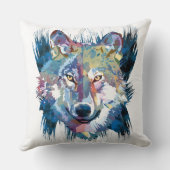 オオカミ |ウルフカラフルスケッチ |抽象芸術絵画ー クッション (裏面)