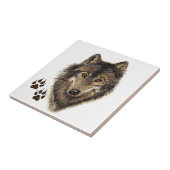 オオカミ、オオオカミ、自然、野生動物、水彩動物 タイル (側面)