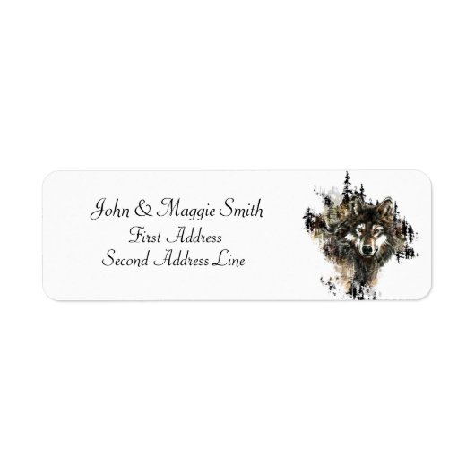 オオカミ、オオオカミ、野生動物、山の自然、 ラベル (正面)