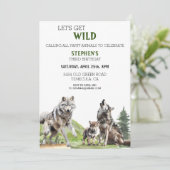 オオカミ オオカミ カップ 子犬 ワイルド バースデー 招待状 (スタンド正面)