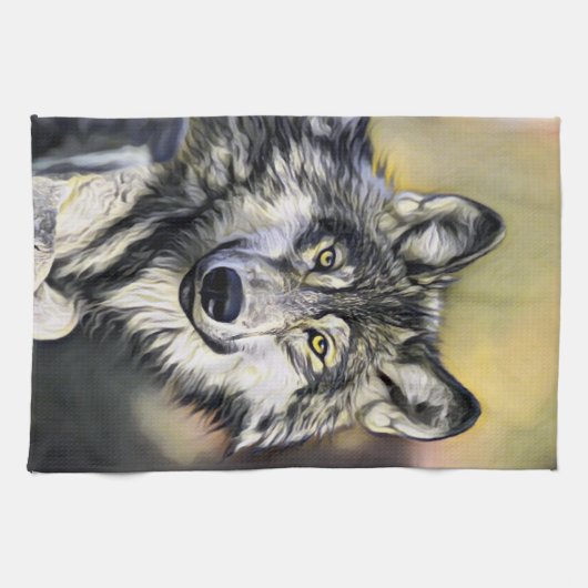 オオカミ キッチンタオル (横)