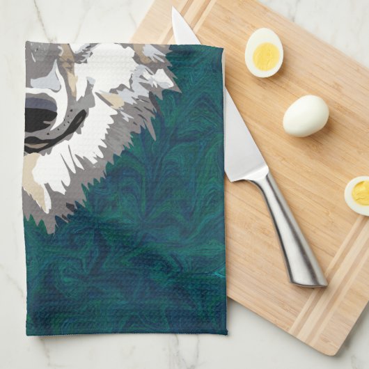 オオカミ キッチンタオル (四つ折り)