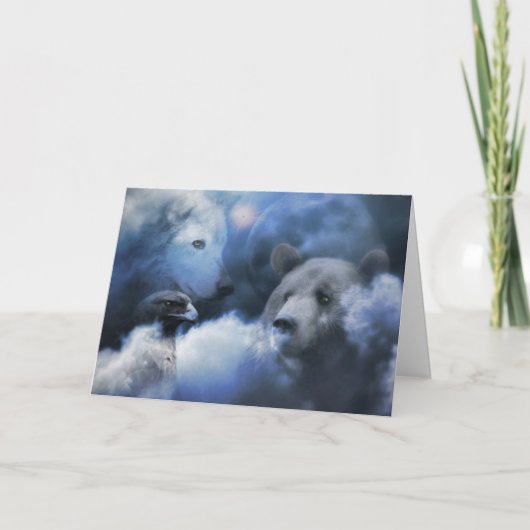 オオカミ、クマ、イーグルハッピーホリデーズクリスマスカード シーズンカード (正面)