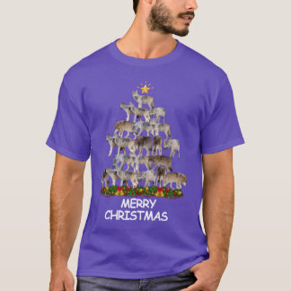 オオカミ クリスマスツリー メリークリスマス 楽しい Tシャツ