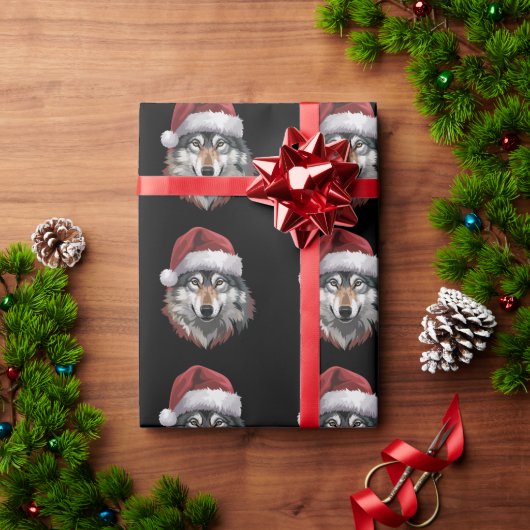 オオカミ クリスマス おもしろ プレゼント 動物好き  ラッピングペーパー (クリスマスギフト)