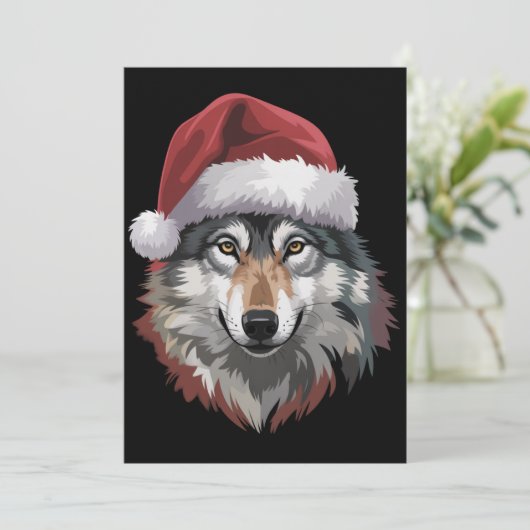 オオカミ クリスマス おもしろ プレゼント 動物好き 招待状 (スタンド正面)