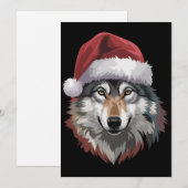 オオカミ クリスマス おもしろ プレゼント 動物好き 招待状 (正面/裏面)