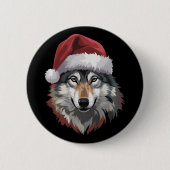 オオカミ クリスマス おもしろ プレゼント 動物好き 缶バッジ (正面)