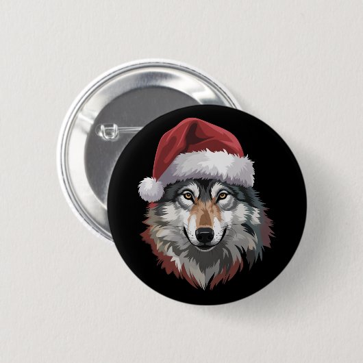 オオカミ クリスマス おもしろ プレゼント 動物好き 缶バッジ (正面&裏面)