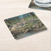 オオカミ スクエアペーパーコースター (アングル)
