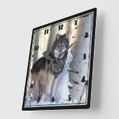 オオカミ スクエア壁時計 (傾斜)