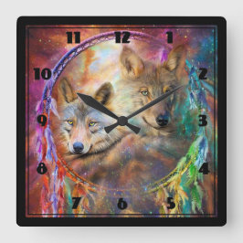 オオカミ スクエア壁時計