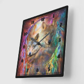 オオカミ スクエア壁時計 (傾斜)