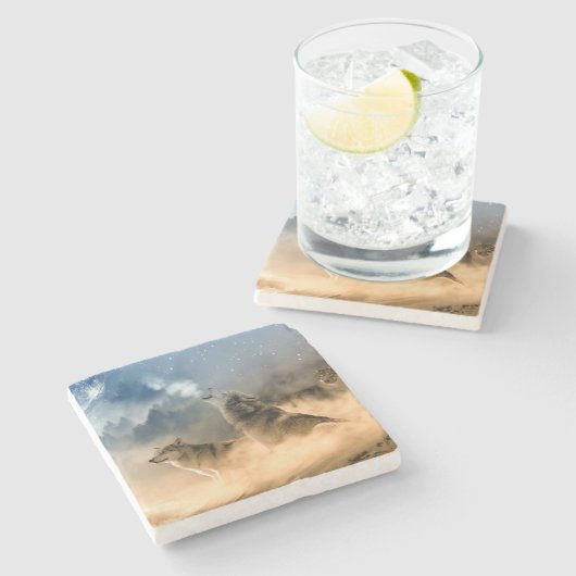 オオカミ ストーンコースター (横)